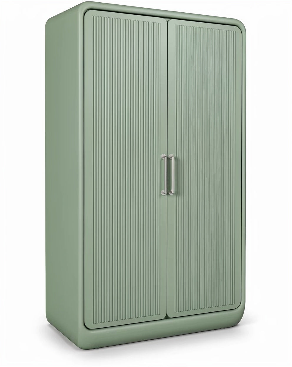 Retro-Kühlschrank in Mintgrün mit vertikalen Rillen**