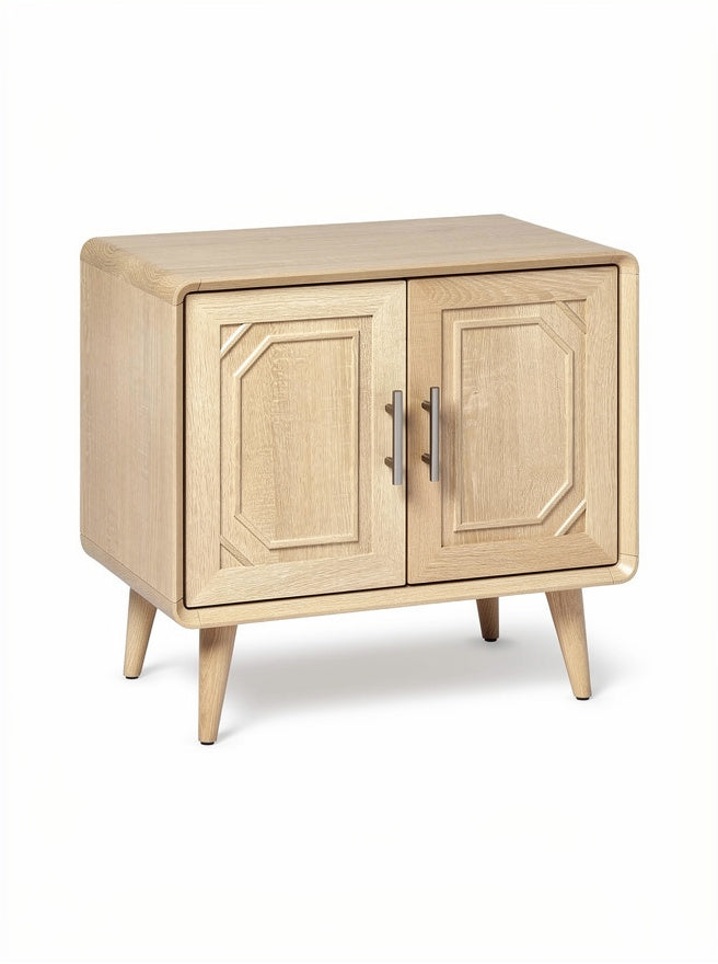 ** **Moderne Holzkommode mit zwei Türen und eleganten Beinen**